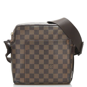 Louis Vuitton Damier Olaf PM Shoulder Bag N41442 Ebene Brown PVC Leather Wome...